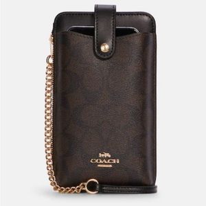 Coach North/South Phone Crossbody In Signature Canvas